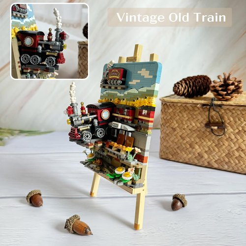 HOUXIPUPY Mini Spring-Train Building-Blocks Set- City Mini Train Three-Dimensional Drawing Ideas Locomotive Model Construction Building Blocks Collection Set 758 PCS for Adults and Family