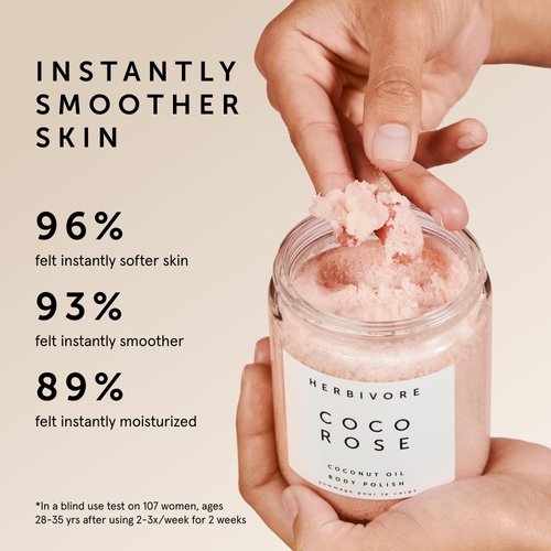HERBIVORE Coco Rose Exfoliating Body Scrub – Cleansing Detox with Pink Clay, Moisturizing Coconut Oil & Shea Butter, Plant-based, Vegan, Cruelty-Free, 8 oz