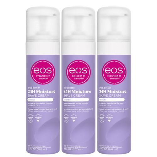 eos Shea Better Shaving Cream- Lavender, Women's Shave Cream, Skin Care, Doubles as an In-Shower Lotion, 24-Hour Hydration, 7 fl oz, 3-Pack
