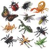 SCAHOW 12 PCS Fake Bug Toys for Kids, Plastic Bugs Animal Figures Halloween Party Favor Cake Topper Insect Figurines