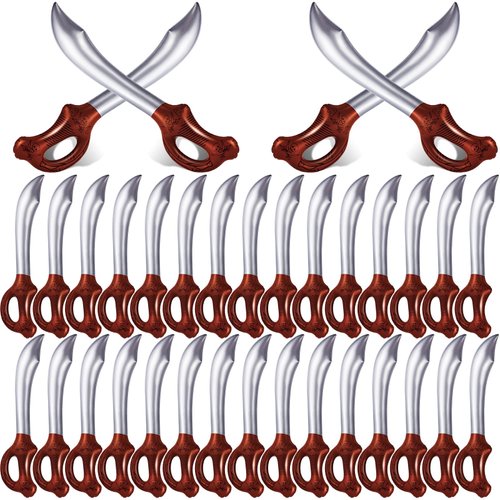 ZAUGONTW 35 Pieces Inflatable Pirates Sword, Pirate Halloween Party Supplies, Inflatable Swords S...