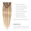 Doupor Clip in Hair Extensions Real Human Hair,Highlight Mixed Bleach Blonde Remy Human Hair Seamless Clip in Hair Extensions Soft Natural Clip ins for women,18p/613 8pcs 100g 16inch
