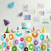 Oudain 6 Pack Donut Birthday Party Decorations 84 Inch Donut Theme Tablecovers Round Plastic Donut Table Cloth Disposable Donut Party Supplies for Birthday Parties, Baby Showers, Donut Parties