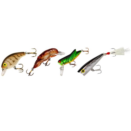 Rebel Lures Classic Critters Crankbait Fishing Lures 4-Pack, Includes 1 Teeny Pop-R, 1 Crickhopper, 1 Teeny Wee Crawfish, and 1 Teen Wee-R, Multi, One Size