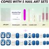 Cute Fake Press on Nails for Women Kid Cute Rabbit Fake Nails Pre-glue Short Full Cover False Nail Tips Stick on Nails Lovely Gift Girls Nail Art Decoration -Blue…
