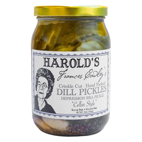 Harold's - Frances Cowley's Crinkle Cut Dill Pickle Slices - Award Winning Gourmet Pickles Packed With Fresh Garlic and Dill - Made in Texas