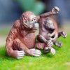 Gemini&Genius 2Pcs Orangutan Toys for Kids, Animal Toys Gorilla Family Toy Figurines, Jungle Animal Action Figures with Moveable Hand, Room Decorations, Cup Cake Toppers for Kids Gifts