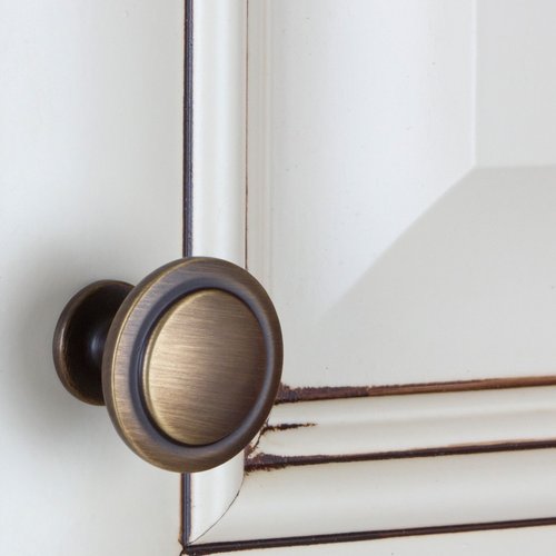 GlideRite Hardware 80960-AB-10 1.25 inch Diameter Classic Round Ring Antique Brass Cabinet Knobs 10 Pack