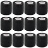 12 Pieces Self Adhesive Bandage Wrap Tape Stretch Self Adherent Cohesive Toe Tape for Sports, Wrist, Ankle, 5 Yards Each (Black, 2 Inches)