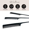 Pin Tail Comb by The Hair Shop, Premium Ergonomic Black Pin Rat Tail Carbon Fiber Heat Resistant Teasing Combs with Pintail (Black) 3 Pack w/FREE Shark Clip