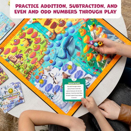 Number Hunter – Fun Kid Math Board Game for Learning Addition & Subtraction – Educational Indoor Game for Family Night, Preschool, Kindergarden, School, Kids Ages 5 and Up – Childrens Table Game