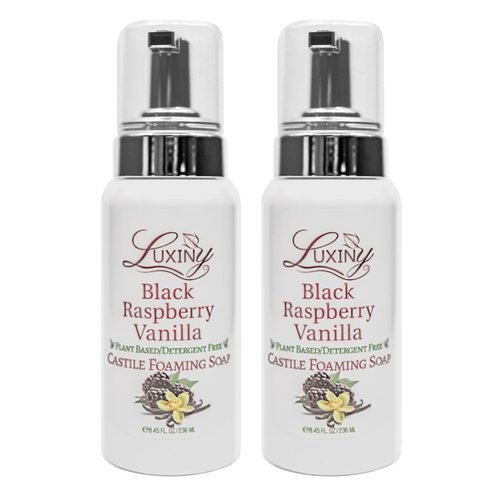 Castile soap, Liquid Foaming Hand Soap, Hand Wash for the Kitchen & Bathroom, Palm Oil Free, Vegan & Cruelty Free, Made in the USA, 8.45 oz., 2 Pack (Black Raspberry Vanilla)