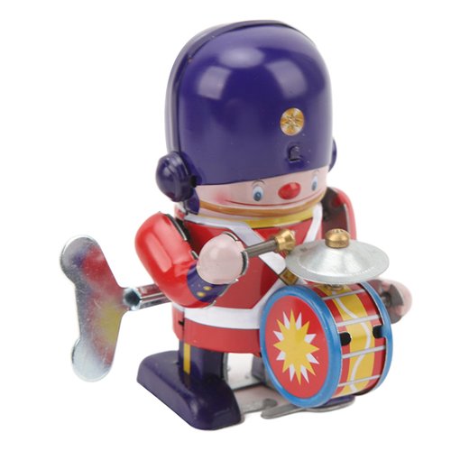 Asixxsix Tinplate Wind Up Figure Toy, Clockwork Drumming Robot Toy Tinplate Antique Vintage Wind up Robot Tin Toy, Walking Drummer Soldier Wind Up Toy, Tabletop Bookshelf Figuirine Decor