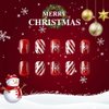 Christmas Press on Nails Short Square Fake Nails Red False Nails with Christmas Snowflake Design Glue on Nails Glossy Full Cover Stick on Nails Xmas Acrylic Nails Kit for Women Manicure 24Pcs