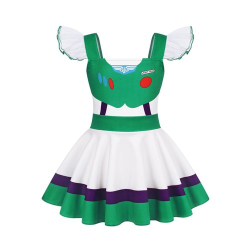 Jurebecia Girls Buzz Dress Lace Ruffle Sleeve Skirt Kids Halloween Costume Cowgirls Princess Dress up Fancy Birthday Theme Party Cosplay Role Play Dress Green Size 6