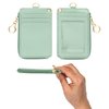 MONDO DESIGNS 2-in-1 ID Badge Holder & Lanyard Wallet - Multi-Use Womens Small Wallet with Removable Wristlet & Neck Lanyard, Clear Window, 5 Card Slots, Phone Holder, Ring Keychain - Green