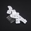 Teyglen Flower Bride Wedding Hair Comb White Flower Headpiece Bridal Hair Piece Floral Flower Hair Comb Decorative Hair Accessories Jewelry for Women (Silver)