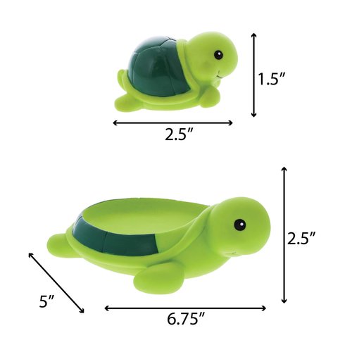 Dollibu Green Sea Turtle Family Animal Bath Squirters 4 Piece Bath Toy Set, Kids Bath Toys for Bathtime & Water Fun, Girls & Boys Floating Cute Animal Rubber Squirt Toys, Pool Toys for Kids