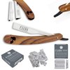 100 BLADES + Facón Professional Wooden Straight Edge Barber Razor - Salon Quality Cut Throat Shavette
