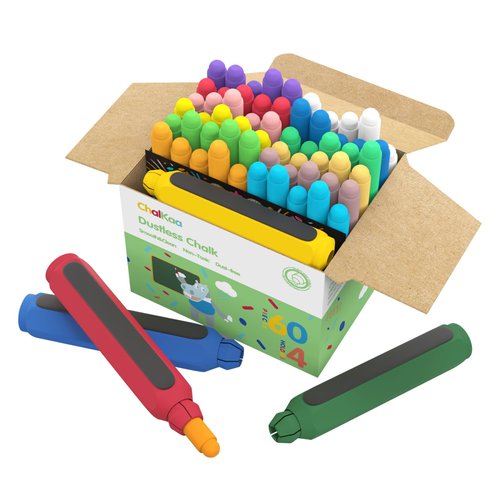 ciAmore Dustless Colored Chalk with Holder, 60PCS Chalks Stick Bulk with 4PCS Holder for Chalkboard Blackboard Kids Drawing Washable Non-Toxic