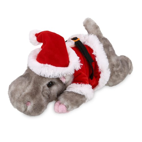 DolliBu Santa Hippo Stuffed Animal Plush - Wild Animal Plush Hippopotamus For Christmas with Red Santa Claus Outfit, Stuffed Plush Hippo Wildlife Gift for Holiday with Name Personalization - 11.5 Inch