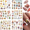 Fall Nail Stickers Maple Leaf Nail Art Water Decals Transfer Foils for Nails Supply Watermark Maple Leaves Flowers Pumpkins Design Nail Decals for Women Thanksgiving Nail Supplies Manicure Decor 12pcs
