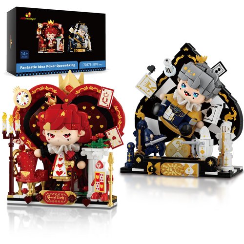 JMBricklayer Poker Kingdom Building Sets for Adults Boys Girls, Cute Poker Figures for Room Decor Display, Casino Theme Party Decorations, Building Toys Christmas Birthday Gifts for 8+ (897 PCS)