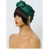 OYSRONG Short Black Color Straight Headband Afro Wig With Green Headband Attached Wigs With Turban Head-wrap Wig
