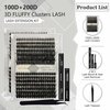 Fluffy Lash Clusters WHYBRAW 100D 200D DIY Lash Extension Kit with Lash Bond Lash Seal Lash Remover Lash Applicator 280 Pcs Volume Cluster Eyelash Extension Thick Eyelash Extension 12-18mm