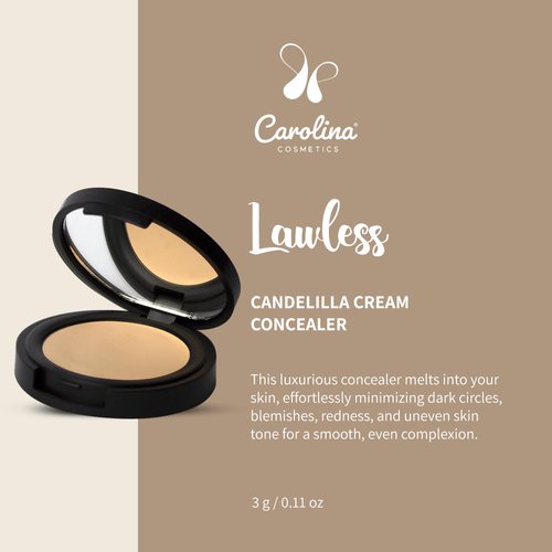 Candelilla Cream Concealer - Lawless Color - Vegan, Gluten-Free, Non-GMO - Minimizes Dark Circles, Blemishes, Redness & Uneven Skin Tone with Shea Butter & Coconut Oil - 0.11 oz