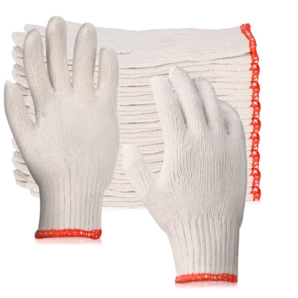 ZFYOUNG 12 pairs (747g) Hand Work Gloves,Safety Protection Work Gloves,White Cotton Liners Gloves,Safety Work Gloves Liners，Warehouse Mechanic Industrial Gardening Construction Men & Women Gloves