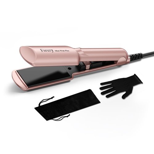 FARERY Ceramic Mini Hair Straightener, 1.5 Inch Wider Plate, Hair Iron for Fast Straightening, Portable Flat Iron with Dual Voltage and Storage Bag