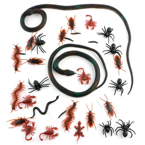 Fancylovesotio 150 Pieces Plastic Bugs Realistic Fake Bugs Trick Joke Insects Prank Roaches Spiders Scorpions Centipedes Snakes for Halloween Party Favors April Fools Day
