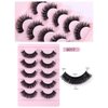D Curl Russian Strip Lashes, Natural Look Wispy Faux Mink Lashes Reusable Fluffy Natural False Eyelashes Extensions, 5 Pairs