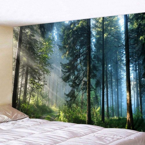 Llamazing Forest Tapestry Home Decor Landscape Tapestry Living Room Bedroom Decoration Tapestry Magic Tapestry Curtain (Morning Forest, 78''L×60''W)