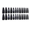 Christmas Press on Nails Long Coffin Fake Nails Black False Nails with Snowflake Design Glue on Nails Glossy Full Cover Stick on Nails Ballerina Acrylic Nails for Women Winter Manicure 24Pcs