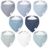 Bearmoss Muslin Baby Bibs 8 Pack 100% Cotton Baby Bandana Drool Bibs for Unisex Baby Girls Boys Drooling and Teething (Mint Iceberg)
