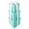 HOMEFORD Nested Square Gift Boxes, Robin's Egg Blue, 5-inch, 6-inch, 7-inch, 3-piece, 1.5-inch White Satin Ribbon