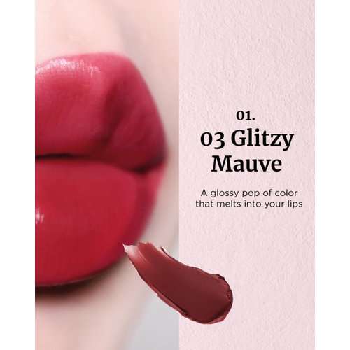 VDL Lip Stain Melted Shine Lipstick 03, Glitzy Mauve - Long-Lasting Glossy Color for Luscious Lips. High Shine Finish, Non-Sticky (0.09 oz) | Korean Makeup