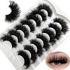loladook Mink Lashes Fluffy Long 3D Faux Mink Lashes Wispy 20/25mm Big Dramatic Strip Lashes That Look Like Extensions Thick Cat Eye Lashes Pack False Eyelashes