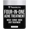 TreeActiv Four-in-One Acne Treatment, Exfoliating Sulfur Acne Face Wash, Bentonite Clay Face Mask & Acne Spot Treatment, Pore Clarifying Facial Scrub for Adult, Teens, Women, & Men, 250+ Treatments