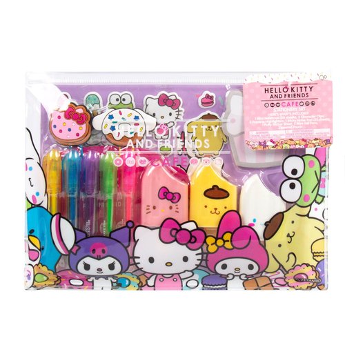Hello Kitty & Friends Café Stationery Set, 22-Piece Sanrio Stationery, Cute School Supplies, Sanrio Accessories, Includes Notebook, Squishy Stickers, Sanrio Pens, Kawaii Stationery