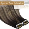 Ve Sunny Tape in Hair Extensions Human Hair Ombre Blonde Hair Extensions Tape in Real Human Hair Dark Brown Ombre Golden Blonde Mix Platinum Blonde Tape Extensions Human Harr Ombre 10pcs 20g 12inch