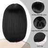 Lusina Short Bob Wigs With Bangs Human Hair Wig For Black Women Brazilian None Lace Front Wigs Machine Made Bob Wigs 150% Density 14 Inch. (14 inch, 1B)…
