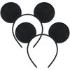 MIDELONG Mouse Ears Headband, Solid Black Costume Ears Headbands for Boys Girls Christmas Birthday Party Halloween Mouse Themed Party Favors Supplies, Pack of 2