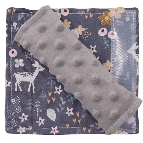 DILIMI Baby Car Seat Neck Cover, 2Pcs Carseat Belt Cover Pad, Shoulder Strap Protectors, Seat Belt Covers Cushion for Boy Girl (Grey Flower Deer)