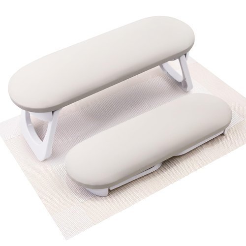 Subay Nail Arm Rest, Foldable PU Leather Nail Hand Rest for Acrylic Nails Cushion Hand Holder, Nail Hand Pillow Nail Art Accessories Tool for Nails Tech Manicure Pedicure Salon Home Use - Light Gray