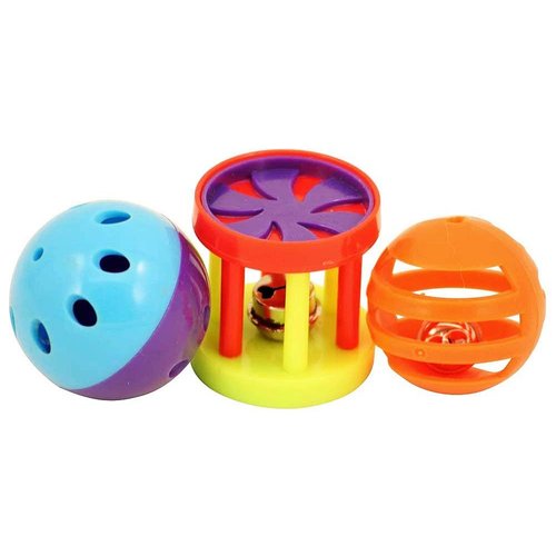 Bonka Bird Toys 1195 Play Three Balls Bell Jingle Budgie Finch Parakeet Lovebird Parrolet