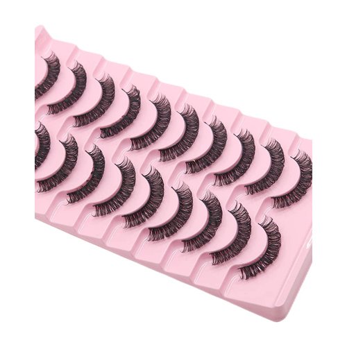 VGTE False Eyelashes Russian Strip Lashes D Curl Wispy Fluffy Natural 3D Faux Mink Lashes 10 Pairs Pack (3D T20)