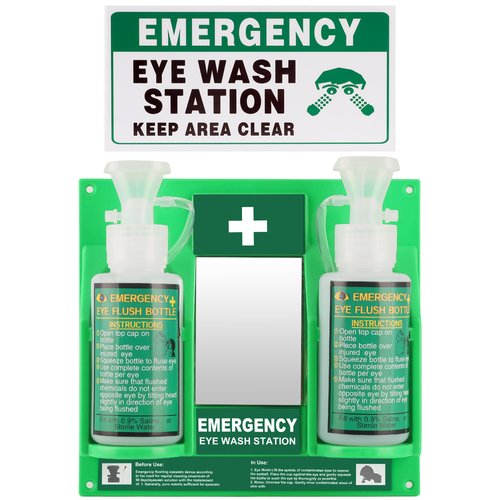 Yzzwer Portable Eyewash Station OSHA-Approved - Wall-Mounted Emergency Eye Wash Flush Bottles Kit 16oz Without Eyewash Solution